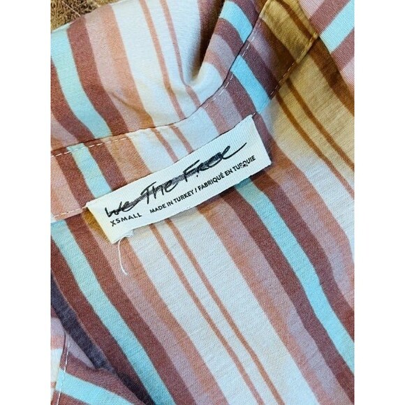 Free People We the Free Pink Striped Pajama Top XS Oversized Button Front NEW - Picture 7 of 9